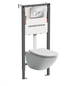 Ceramicanova Инсталляция Balance, с безободковым унитазом Mono, сиденье микролифт, клавиша Circle хром CN1905_121001CH от интернет-магазина Purezza 