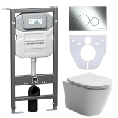 Ceramicanova Инсталляция Envision, Balearica подвесной безободковый унитаз белый, шумоизоляция, кнопка смыва Round, хром CN6000_1001CH_1000 от интернет-магазина Purezza 