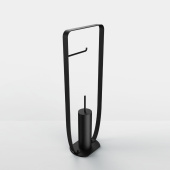 Etrusca Piantane Стойка напольная для ванной комнаты с ершиком, полотенцедержателем и бумагодержателем, 23х56х14 см P1018/2/30 Матовый черный от интернет-магазина Purezza 