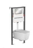 Ceramicanova Инсталляция Balance, с безободковым унитазом New Day, сиденье микролифт, клавиша Square хром CN3005_121002CH  от интернет-магазина Purezza 