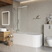 Belbagno LUCE-VF-11 Душевая шторка на ванну, ширина 800 мм - 1000 мм, цвет профиля хром, стекло прозрачное от интернет-магазина Purezza 