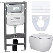Ceramicanova Инсталляция Envision, с шумоизоляцией, с безободковым унитазом Play, сиденье микролифт, клавиша Flat белый матовый CN3001_1002W_1000 от интернет-магазина Purezza 