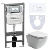 Ceramicanova Инсталляция Envision, с шумоизоляцией, с унитазом Metropol Rimless безободковым, кнопка смыва Round белый CN4002_1001W_1000 от интернет-магазина Purezza 