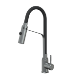 Knotlor Streamline Смеситель для кухни с гибким изливом, цвет Черный / Сталь, арт. SS-07 от интернет-магазина Purezza 