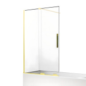 New Trendy SMART LIGHT GOLD Стеклянная шторка на ванну, профиль золотой, стекло прозрачное, две секции от интернет-магазина Purezza 