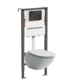 Ceramicanova Инсталляция Balance, с безободковым унитазом Mono, сиденье микролифт, клавиша матовая черная Circle CN1905_121001MB от интернет-магазина Purezza 