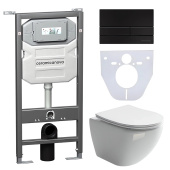 Ceramicanova Инсталляция Envision, с шумоизоляцией, унитаз Metropol безободковый, кнопка смыва Flat черный матовый CN4002_1002B_1000 от интернет-магазина Purezza 