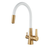 Shevanik Смеситель для кухни с гибким изливом S668G Матовое золото от интернет-магазина Purezza 