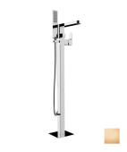 BOSSINI GILLO Напольный однорычажный смеситель для ванны со шлангом и лейкой Flat-one Z00761.043 Сатинированное золото от интернет-магазина Purezza 