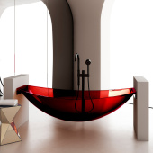 ABBER Kristall Прозрачная ванна подвесная 180х80х51.2 AT9704Rubin Красный от интернет-магазина Purezza 