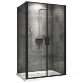 ABBER Sonnenstrand душевой уголок прямоугольный, две распашные двери, профиль черный, стекло прозрачное от интернет-магазина Purezza 