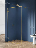 New Trendy AVEXA GOLD BRUSHED Душевое ограждение, длина от 500 до 1400 мм, профиль брашированное золото, стекло прозрачное, толщина стекла 6 мм от интернет-магазина Purezza 