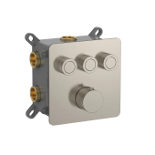 Aquame Встраиваемый смеситель-термостат на 3 источника с регулировкой напора AQM8812BN Брашированный никель от интернет-магазина Purezza 