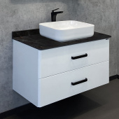 Comforty Амстердам-95 Тумба-умывальник со столешницей под мрамор Калакатта Блэк с раковиной T-Y9378 95х50 00-00014001CF Белый от интернет-магазина Purezza 