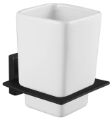 Rainbowl CUBE Стакан для зубных щеток к стене 2784-7BP Белый/Черный матовый от интернет-магазина Purezza 