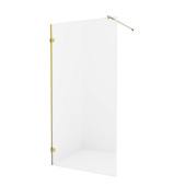 New Trendy AVEXA GOLD BRUSHED Душевая перегородка, длина 500-1400 мм, профиль брашированное золото, стекло прозрачное, толщина стекла 6 мм от интернет-магазина Purezza 