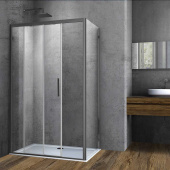 Vincea Soft Душевой уголок прямоугольный с одной раздвижной дверью, профиль вороненая сталь, прозрачное стекло от интернет-магазина Purezza 