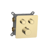 Aquame Встраиваемый смеситель-термостат на 2 источника с регулировкой напора AQM8811BG Брашированное золото от интернет-магазина Purezza 