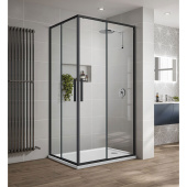 Vincea Slim-U Душевой уголок прямоугольный с раздвижными дверьми 100х80, черный профиль, прозрачное стекло от интернет-магазина Purezza 
