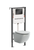 Ceramicanova Инсталляция Balance, с безободковым унитазом Forma, сиденье микролифт, клавиша Square черная матовая CN3009_121002MB от интернет-магазина Purezza 