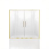 New Trendy SMART LIGHT GOLD Стеклянная шторка на ванну, профиль золотой, стекло прозрачное, четыре секции от интернет-магазина Purezza 