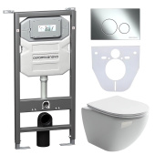Ceramicanova Инсталляция Envision, шумоизоляция, с унитазом Metropol Rimless безободковым, кнопка смыва Round хром CN4002_1001CH_1000 от интернет-магазина Purezza 