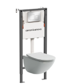 Ceramicanova Инсталляция Balance, с безободковым унитазом Mono, сиденье микролифт, клавиша хром Square CN1905_121002CH от интернет-магазина Purezza 