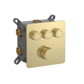 Aquame Встраиваемый смеситель-термостат на 3 источника с регулировкой напора AQM8812BG Брашированное золото от интернет-магазина Purezza 