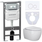 Ceramicanova Инсталляция Envision, с безободковым унитазом Play, сиденье микролифт, клавиша Round белый матовый, шумоизоляция CN3001_1001W_1000 от интернет-магазина Purezza 