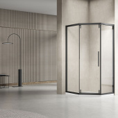 Vincea Show Душевой уголок пятиугольный, прозрачное стекло, профиль черный от интернет-магазина Purezza 