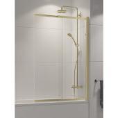 New Trendy SENSI LIGHT GOLD Стеклянная шторка на ванну, профиль золотой, стекло прозрачное, две секции от интернет-магазина Purezza 