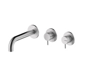 BOSSINI NOBU Внешняя часть смесителя для ванны на 3 отверстия  на 2 потребителя INZ213.075 Матовая нержавеющая сталь от интернет-магазина Purezza 