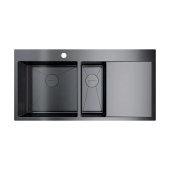 Omoikiri Akisame 100-2-GM-L Кухонная мойка 100x51 см 4973103 Вороненая сталь от интернет-магазина Purezza 