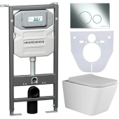 Ceramicanova Инсталляция Envision, шумоизоляция, Metric унитаз безободковый, кнопка смыва Round хром глянцевый CN3007_1001CH_1000 от интернет-магазина Purezza 