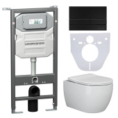 Ceramicanova Инсталляция Envision, с шумоизоляцией, с безободковым унитазом Play, крышка микролифт, клавиша Flat матовый черный CN3001_1002B_1000 от интернет-магазина Purezza 