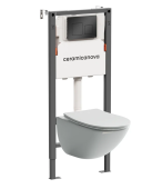 Ceramicanova Инсталляция Balance, с унитазом Mono безободковым, сиденье микролифт, клавиша матовая черная Square CN1905_121002MB от интернет-магазина Purezza 