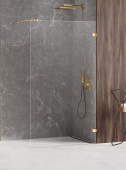 New Trendy AVEXA GOLD SHINE Душевое ограждение, длина от 500 до 1400 мм, золотой профиль, стекло прозрачное, толщина стекла 6 мм от интернет-магазина Purezza 