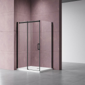 Vincea Dice Душевой уголок с раздвижной дверью, профиль черный, прозрачное стекло, длина 1600 мм от интернет-магазина Purezza 