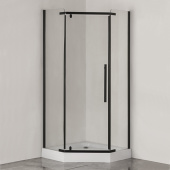Comforty 31 Душевой уголок пятиугольный, прозрачное стекло, черный матовый профиль от интернет-магазина Purezza 