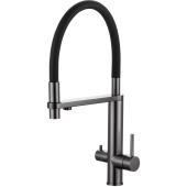 Knotlor Infinity Смеситель для кухни с каналом для питьевой воды SS-15/GM Вороненая сталь от интернет-магазина Purezza 