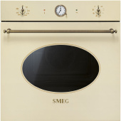 Smeg SFP805PO духовой шкаф с функцией пиролиза кремовый, фурнитура латунная от интернет-магазина Purezza 