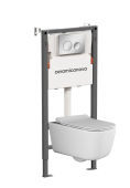 Ceramicanova Инсталляция Balance, с безободковым унитазом New Day, сиденье микролифт, клавиша Circle хром CN3005_121001CH от интернет-магазина Purezza 