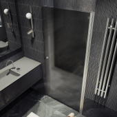 MауbаhGlass Душевая дверь на монопетле, распашная, ширина 80 см, цвет профиля матовый хром, стекло матовый графит от интернет-магазина Purezza 