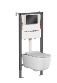 Ceramicanova Инсталляция Balance, с безободковым унитазом New Day, сиденье микролифт, клавиша черная матовая Square CN3005_121002MB от интернет-магазина Purezza 
