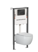Ceramicanova Инсталляция Balance, с безободковым унитазом Play, сиденье микролифт, клавиша Circle черная матовая CN3001_121001MB от интернет-магазина Purezza 