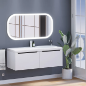 Uperwood Tanos-Bruks Тумба с раковиной для ванной комнаты (120 см, подвесная, правая) 291021022 Белый/Графит от интернет-магазина Purezza 