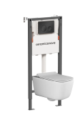 Ceramicanova Инсталляция Balance, с унитазом безободковым New Day, сиденье микролифт, клавиша Circle матовая черная CN3005_121001MB от интернет-магазина Purezza 