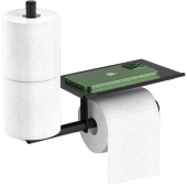 Rea 322750 Держатель туалетной бумаги с полкой REA-07015 Матовый черный от интернет-магазина Purezza 
