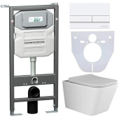 Ceramicanova Инсталляция Envision, с шумоизоляцией, Metric унитаз подвесной безободковый, кнопка смыва Flat белый матовый CN3007_1002W_1000 от интернет-магазина Purezza 