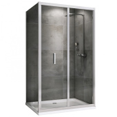 ABBER Sonnenstrand душевой уголок прямоугольный, складная дверь, профиль хром, стекло прозрачное от интернет-магазина Purezza 